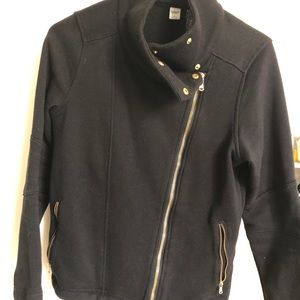 Old Navy Active Black Fleece Moto Jacket - S